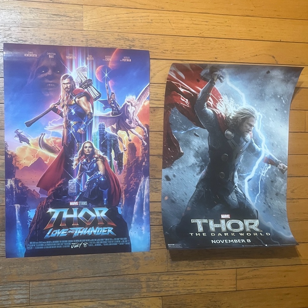 Thor BOTH Dark World & Love Thunders 13 x 19 theatrical movie posters